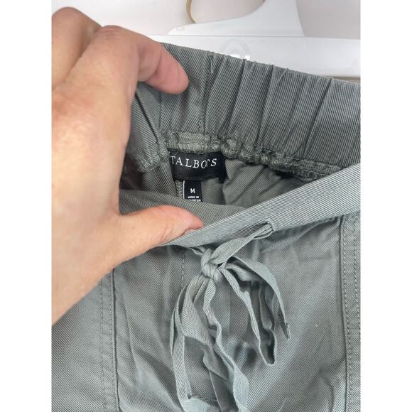 Talbots Cotton Tencel Blend Army Green Shorts Drawstring Waist 30” Size Medium - Picture 4 of 9